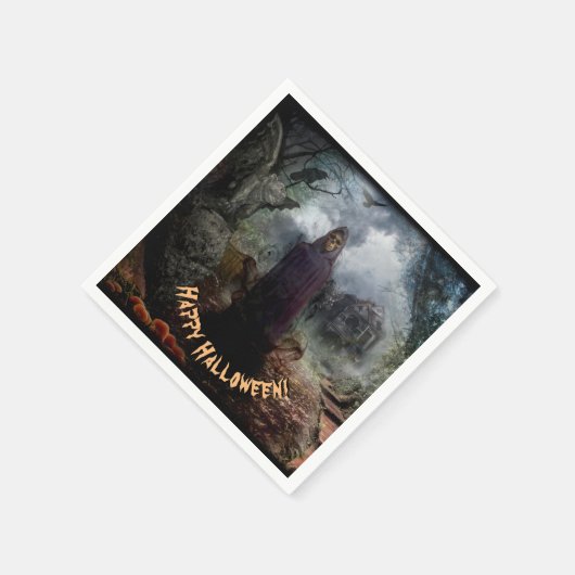 Creepy Spuk House und sein Geist - Hallowen Serviette (Ecke)