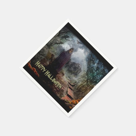 Creepy Spuk House und sein Ghost Owner - Macabre Serviette (Ecke)