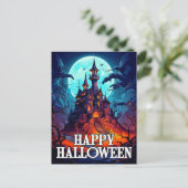 Creepy Spuk Manor | Frohe Halloween Postkarte (Stehend Vorderseite)