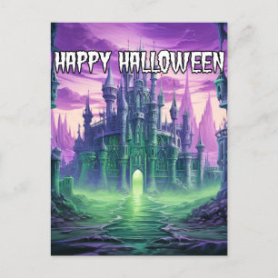 Creepy Spuk Mansion   Frohe Halloween Postkarte