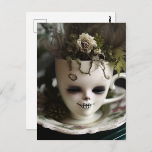 Creepy Teacup of Pflanze Postkarte (Vorne/Hinten)