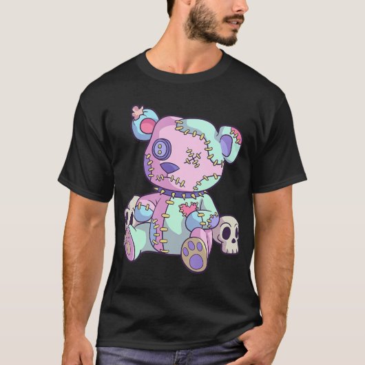 Creepy Teddy Bear Kawaii Pink Pastel Goth Niedlich T-Shirt (Vorderseite)