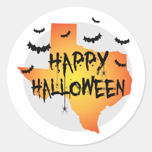 Creepy Texas Happy Halloween with Bats and Spiders Runder Aufkleber (Vorderseite)