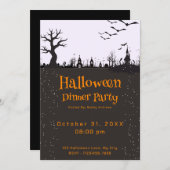 Creepy Town Dark Silhouette Halloween Abendessen P Einladung (Vorne/Hinten)