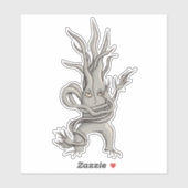 Creepy Tree Character with Tangled Branches Aufkleber (Blatt)