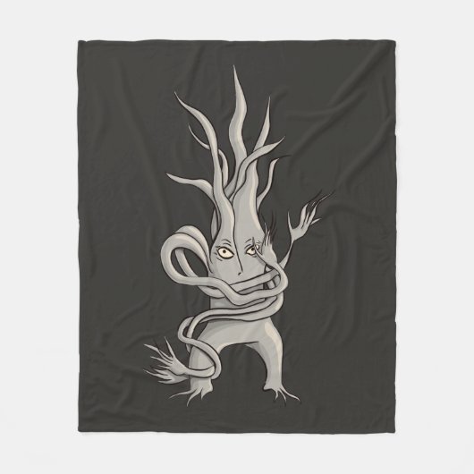 Creepy Tree Character with Tangled Branches Fleecedecke (Vorderseite)