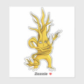 Creepy Tree Character with Tangled Branches Yellow Aufkleber (Blatt)