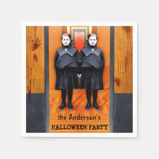 Creepy Twins Halloween Horror Personalisiertes Par Serviette (Vorderseite)