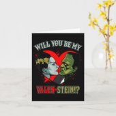 Creepy Valentines Gift Merch Frankenstein Valen-st Karte (Gelbe Blume)
