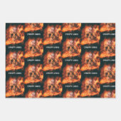 Creepy Vibes. Flaming skull in space Geschenkpapier Set (Vorderseite 3)