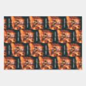 Creepy Vibes. Flaming skull in space Geschenkpapier Set (Vorderseite)