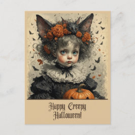 Creepy Viktorianisch Girl Halloween Postcard Grüße Postkarte