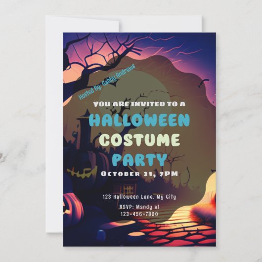 Creepy Village Jack-O' Lanterns Vintag Halloween Einladung (Vorderseite)