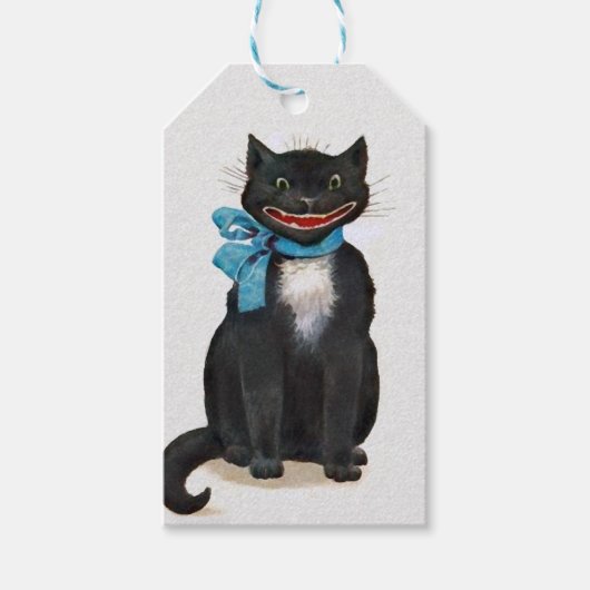 Creepy Vintag Cat Geschenkanhänger (Vorderseite)