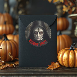 Creepy Vintag Nun Halloween Horror Runder Aufkleber