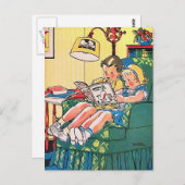 Creepy Vintage Kids Reading Book Postkarte (Vorne/Hinten)