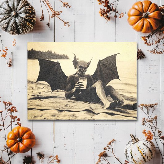 Creepy Vintage Vampire on summer beach Postkarte