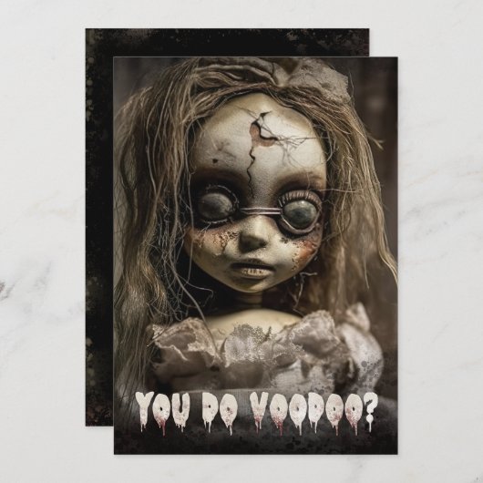 Creepy Voodoo Doll Adult Halloween-Party Einladung (Vorne/Hinten)