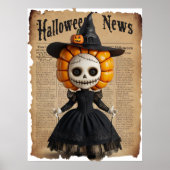 Creepy Voodoo Doll Witch's Hat Halloween Zeitung Poster (Vorne)