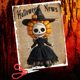Creepy Voodoo Doll Witch's Hat Halloween Zeitung Seidenpapier