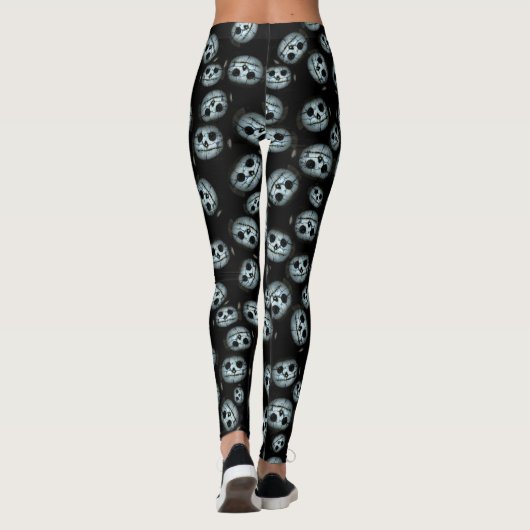 Creepy White Pumpkin Halloween Leggings (Rückseite)