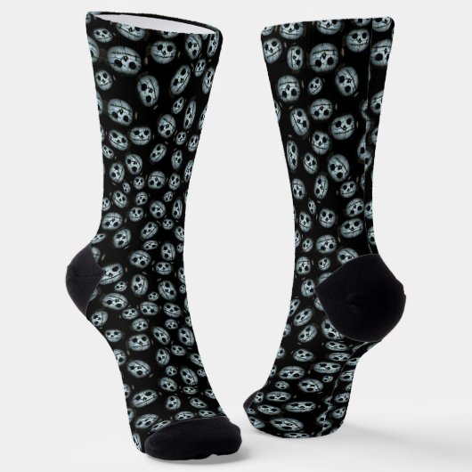 Creepy White Pumpkin Halloween Socken (Gewinkelt)