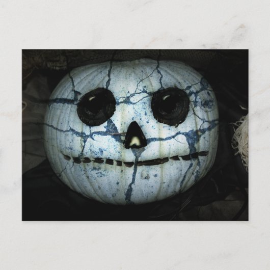 Creepy White Pumpkin Jack-o-Lantern Postkarte (Vorderseite)