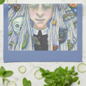CREEPY WITCH EVIL EYE HALLOWEEN GOTH KITCHEN TOWEL GESCHIRRTUCH (Gefaltet)