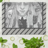 CREEPY WITCH EVIL EYE HALLOWEEN GOTH KITCHEN TOWEL GESCHIRRTUCH (Gefaltet)