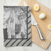 CREEPY WITCH EVIL EYE HALLOWEEN GOTH KITCHEN TOWEL GESCHIRRTUCH (Viertel Falte)
