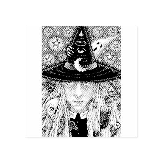 CREEPY WITCH, EVIL EYY, SKULL, BVT RUBBER BRIEFMAR GUMMISTEMPEL (Prägung)