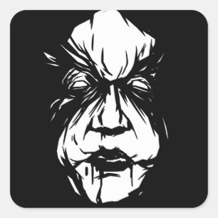 Creepy Witch Face Quadratischer Aufkleber