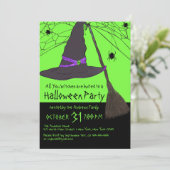 Creepy Witch Hat Spider Web Halloween-Party Einladung (Stehend Vorderseite)