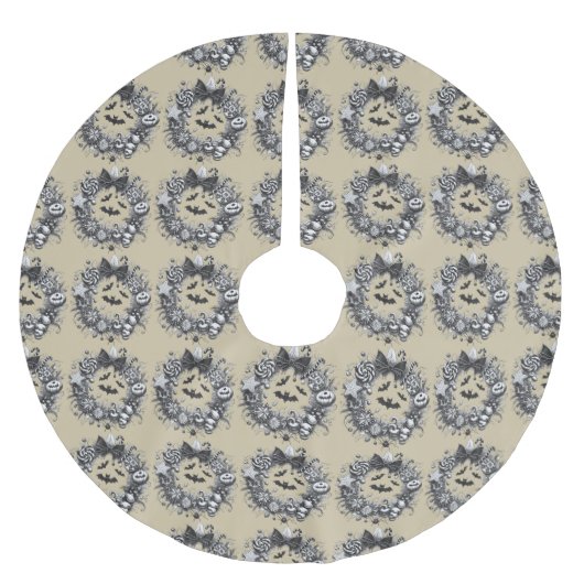 Creepy Wreath Polyester Weihnachtsbaumdecke (Vorderseite)
