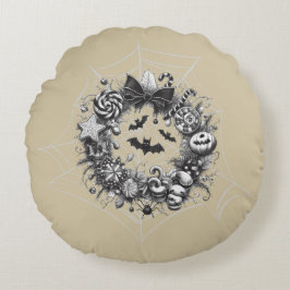 Creepy Wreath Rundes Kissen