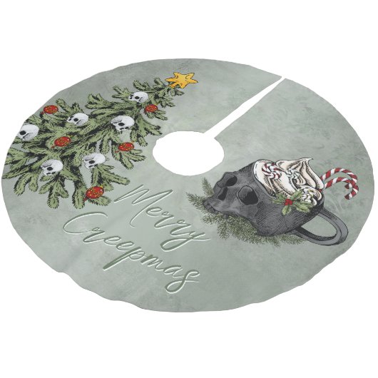 Creepy XMAS | Eine sehr gotische Tasse Polyester Weihnachtsbaumdecke (Schrägansicht)