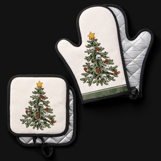 Creepy XMAS | Eine sehr gotische Weihnachtsbaumgru Ofenhandschuh & Topflappen-Set