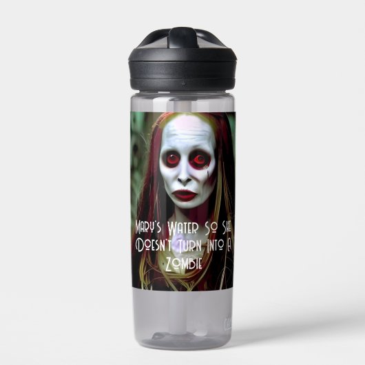 Creepy Zombie Monogramm Wasser Flasche (Vorderseite)