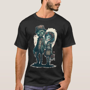 Creepy Zombie Untot Couple Steampunk Horror Valen T-Shirt