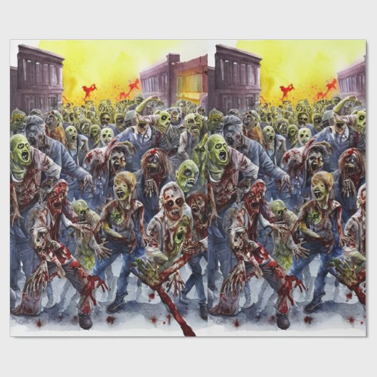 Creepy Zombie Wrapping Paper Geschenkpapier (Flach)