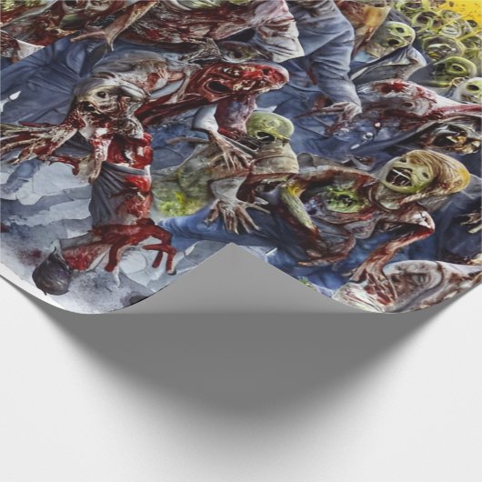Creepy Zombie Wrapping Paper Geschenkpapier (Ecke)