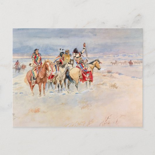 Crees Meeting Traders, 1896 von Charles Marion Rus Postkarte (Vorderseite)