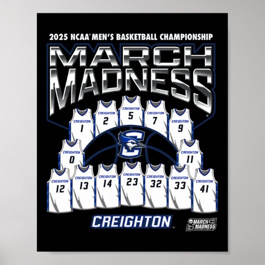 Creighton March Madness 2025 Men's Sketll Nil Poster (Vorne)