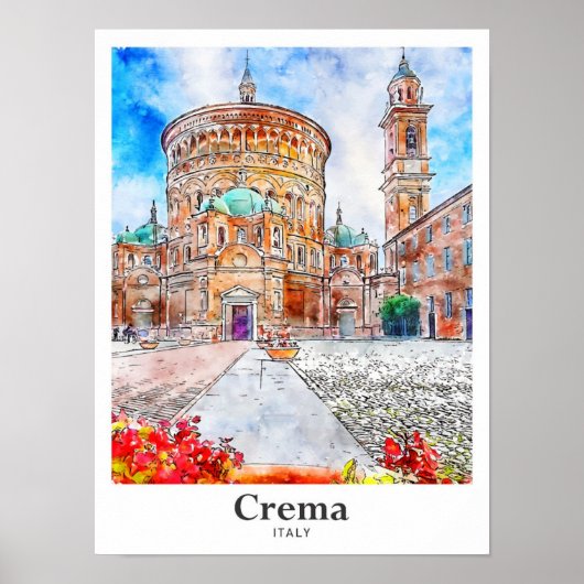 Crema Italien Reisen Wasserfarbenhandzeichnung Poster (Vorne)