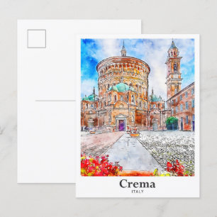Crema Italien Reisen Wasserfarbenhandzeichnung Postkarte