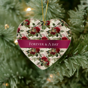 Cremdrachenfliegen und Rose Keramik Ornament