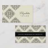 Creme 311-Elizabetta und Blanc Kontur-Damast Visitenkarte (Vorne/Hinten)