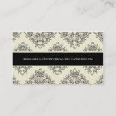 Creme 311-Elizabetta und Blanc Kontur-Damast Visitenkarte (Rückseite)