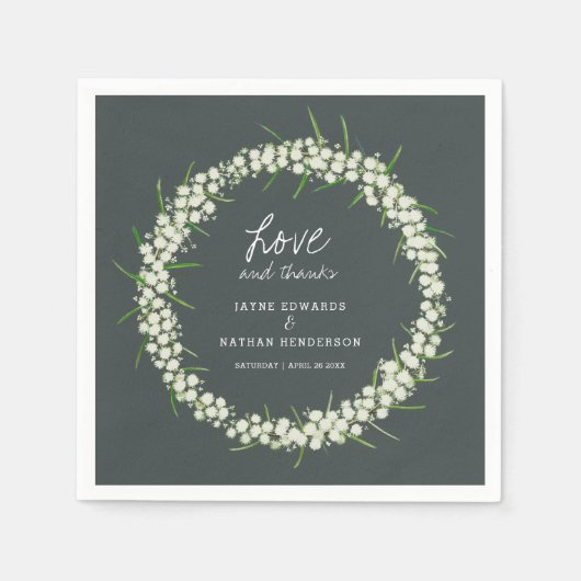 Creme Acacia Frühlingsblumen Kunst Servietten Hoch (Vorderseite)