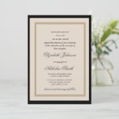 creme and black classic chic elegant wedding einladung (Stehend Vorderseite)